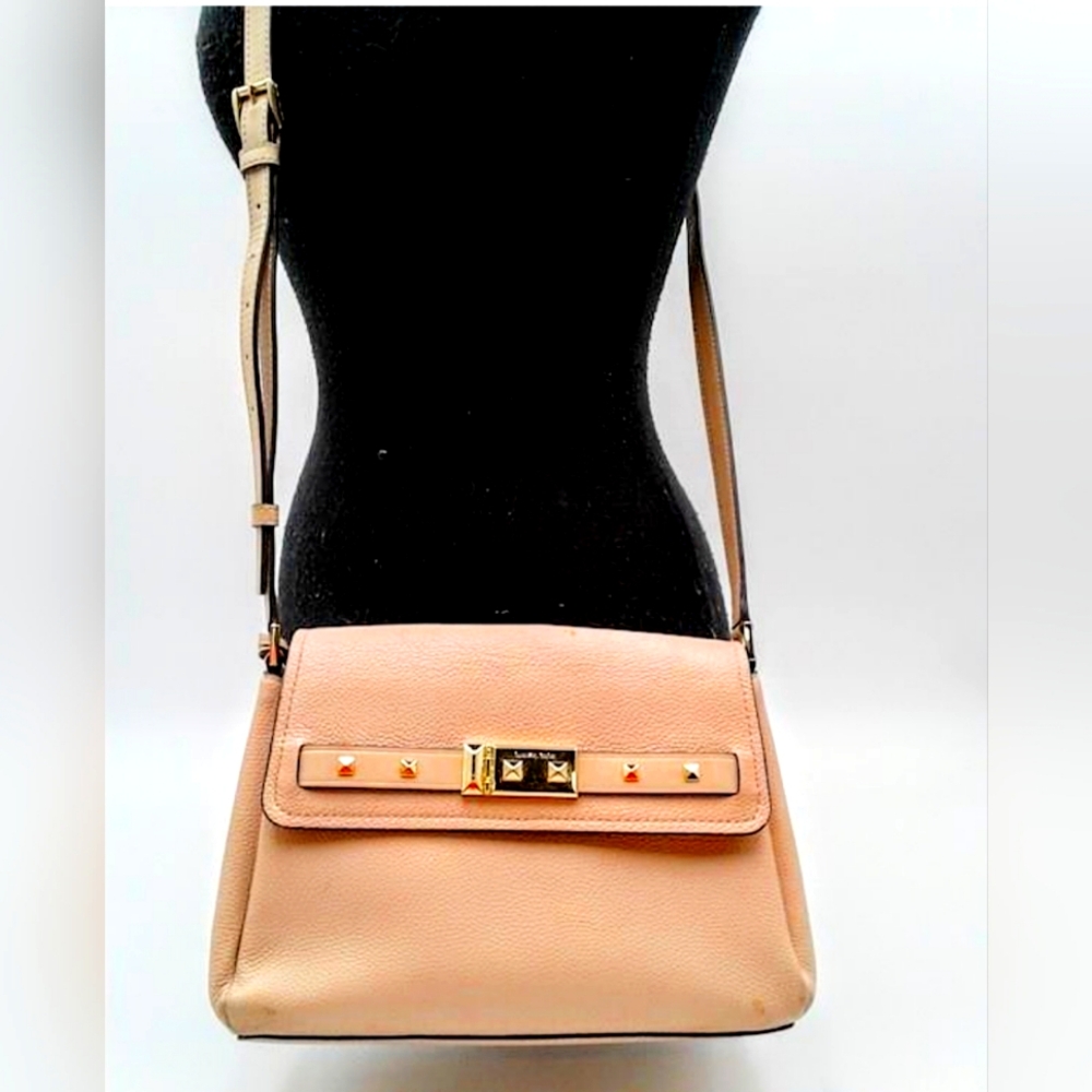 Michael Kors Addison Pink Pebbled Leather Messenger Bag